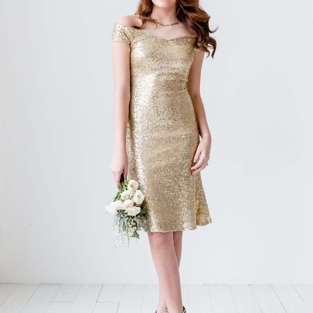 Gold Party Sequin Dress by Love Tanya